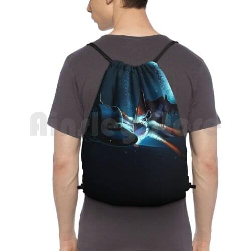 Backpack Drawstring Bags Gym Bag Waterproof Video Game Deep Water Pc Laptop Jumping