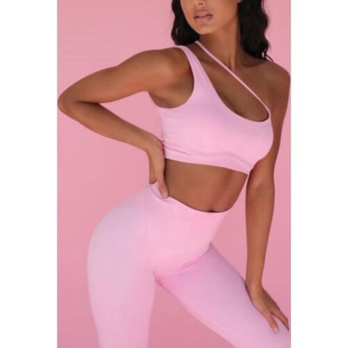 Sexy Seamless Sport Sets Women Sling 2pcs Two Piece Yoga Sets Crop Top Bra Leggings Workout Outfit Athletic Gym Wear Fitness Set