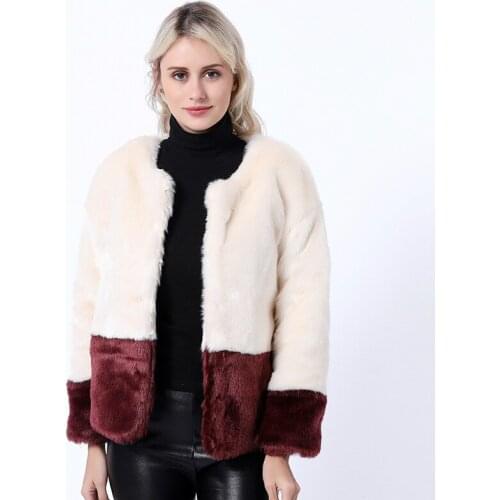 Women Elegant Faux Fur Coats Spring Winter 2020 Womens Ladies Long Sleeve Fur Coat Contrast Short Loose White Coat Casaco Femini