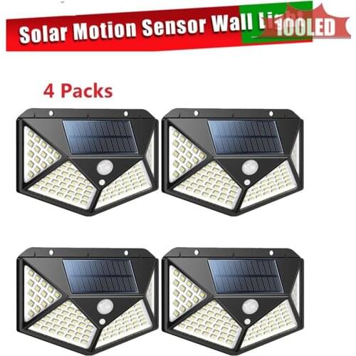1-4pcs 100LED Solar light PIR Motion Sensor Solar Power night lamp LED Garden Light Outdoor Security Solar Wall Lamp Waterproof
