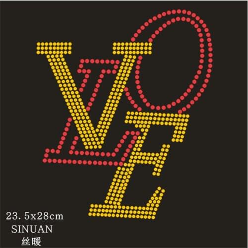 SINUAN Love Patch Hot-Fix Rhinestones Garment Rhinestone Decorations Motif Rhinestones Thermal Transfer Applique For Clothing