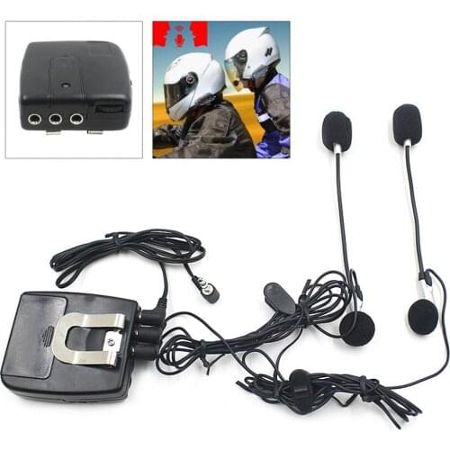 Black Universal Headset Helmet 2 Way Intercom Communication System Interphone 3.5MM Plug with MIC For Motorcycle