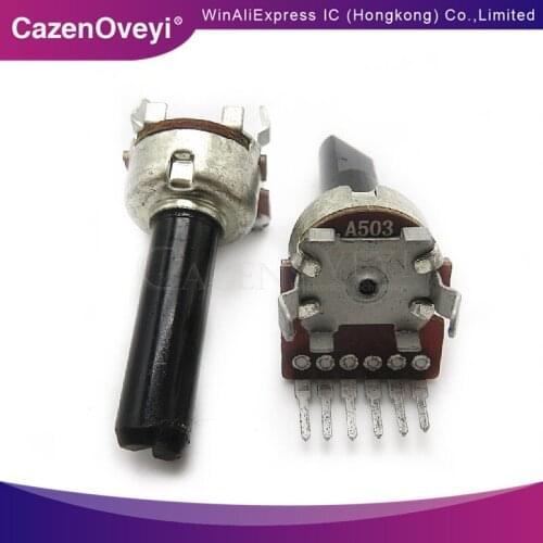 1pcs/lot RK1212G vertical double volume potentiometer B503 B50K / rachis white shell handle length 10mm 13mm In Stock