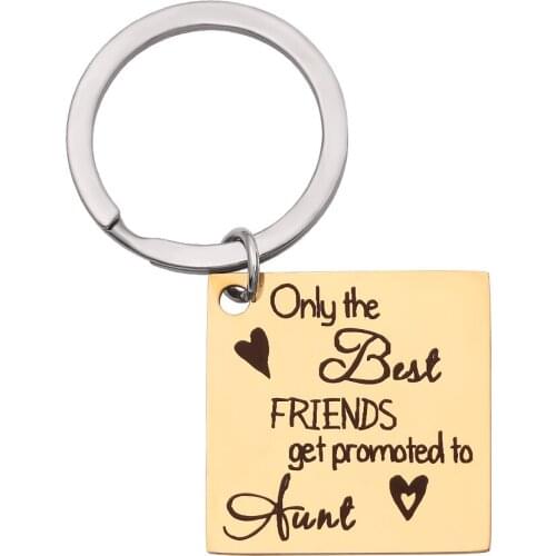 Engraved with custom keychain Only best friends can be promoted to aunty Keychain couple jewelry give gift to my best friend