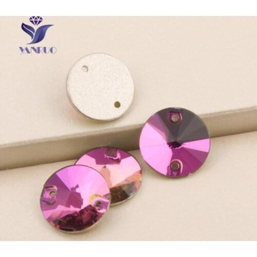 YANRUO 3200 Rivoli Rose Sewing Rhinestones Sew On Round Crystal FlatBack Rhinestone AAAAA Quality Decoration For Clothes