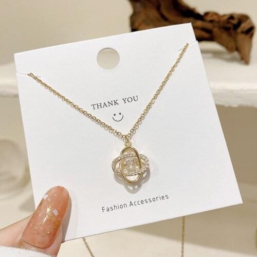 Womens Titanium Steel Necklace Simple Cute Elegant Pendant Neck Jewelry Accessories 2021 New Girl Student Gift