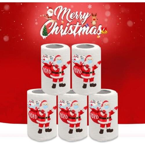 100Pcs/roll Christmas Napkin Santa Claus Tree Snowflake Paper Napkin Table Decor Christmas Decorations For Home Decor