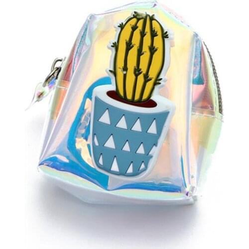 1Pc Fashion Cartoon Cactus Mini Coin Pouch Waterproof PVC Plastic Coin Purse Coin Wallet Change Purse Gift For Girl Dropshipping