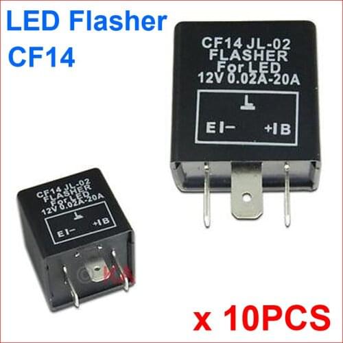 10PCS CF14 JL-02 LED Flasher 3 Pin Electronic Relay Module Fix LED SMD Turn Signal Light Error Flashing Blinker 12V 0.02A TO 20A