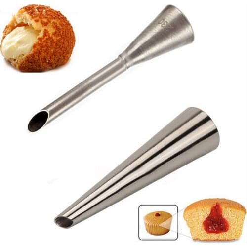 2 PCS Cream Horn Piping Bag Nozzles Set Stainless Steel Cupcake Cake Decorating Tips For Puff Pastry Tools bico de confeitar