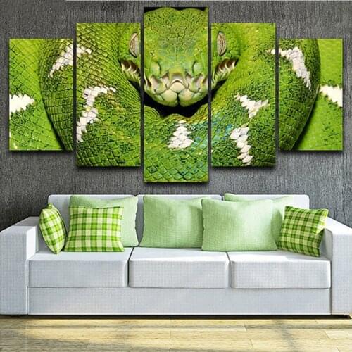 5pcsFull square Round Diamond Painting Green Snake Multi-picture Combination 5D Diy Embroidery Animal Mosaic Wall StickerZP-2706