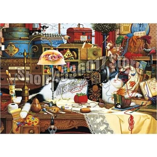 5D DIY Diamond painting Sewing machine Full square Diamond embroidery Cross Stitch animal cat Rhinestone Mosaic Christmas gifts