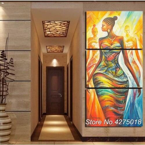 DIY Diamond Painting Cross Stitch Kits Full Diamond Embroidery 5D Square Drill Mosaic Home Decor African women triptych ML341
