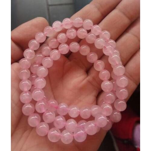 Free shipping 6mm Natural Pink Crystal Stone Bracelet