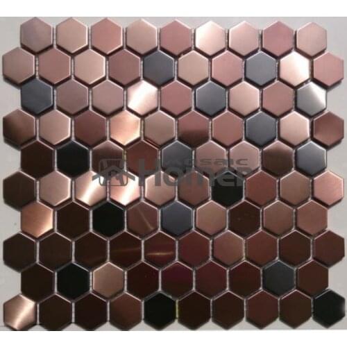 Free shipping, honeycomb pattern purple stainless steel metal mosaic tile purple hexagon metal tiles for wall and floor tiles