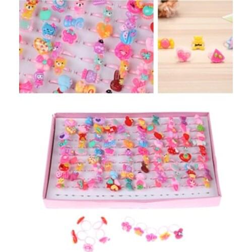 Dia 1.8cm 10 Pcs Summer Style Kids Children Cute Candy Colorful Cartoon Resin Rings For Girl Anneaux Fashion Party Jewelry Gift