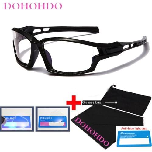 DOHOHDO Men Square Anti Blue Light Computer Glasses 2021 Trending Sports Black Frame Blue Light Blocking Female Eyeglasses UV400
