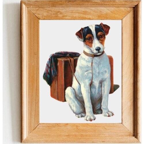 JACK RUSSELL Terrier Dog Adorable Canvas Print Terrier Dog Illustration Picture Vintage Painting Poster Bedroom Wall Art Decor