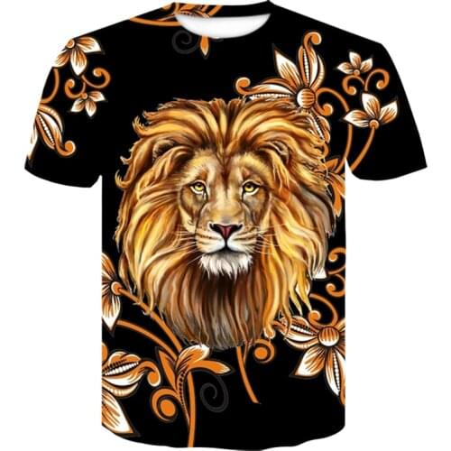 Personalized lion mens T-shirt animal 3D printed short-sleeved harajuku t-shirt male casual T shirt tops off white tshirt