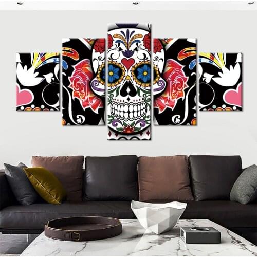 Canvas Pictures Framework HD Prints Poster 5 Piece Abstract skull Paintings Modular Home Decoration Wall Art