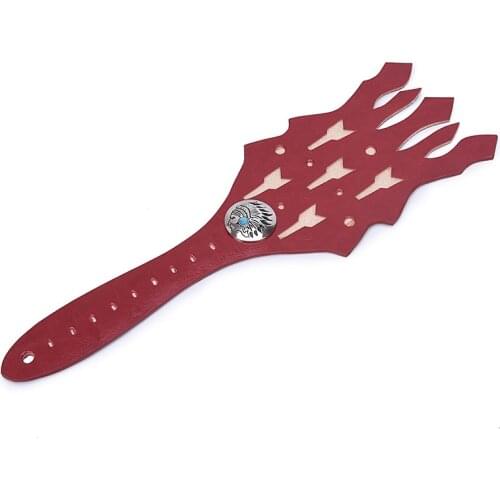 Indian Trident leather Paddle，Whip.Leather Engraved Durable for cosplay Games