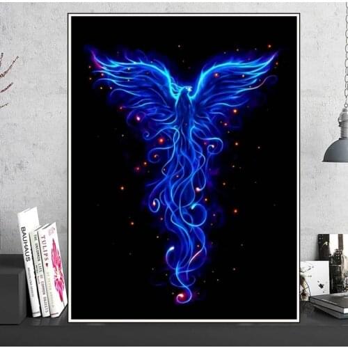Blue Phoenix Bird Diamond Art Painting Full Drill Cross Stitch Kits Rhinestone Mosaic Embroidery 5D DIY Home Decor For Kid Gift