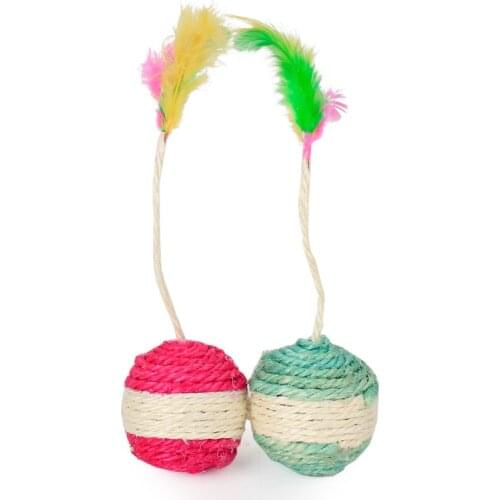 Cat Sisal Chew Molar Toy Feather Ball Dog Claw Sharpener Cat Toy Interactive Pet Supplies Kitten Changing Teeth Ball Accessories
