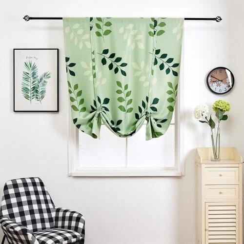 Beautiful Green Branches Roman Curtains for Kitchen Window Living Room Bedroom Shades Home Decor