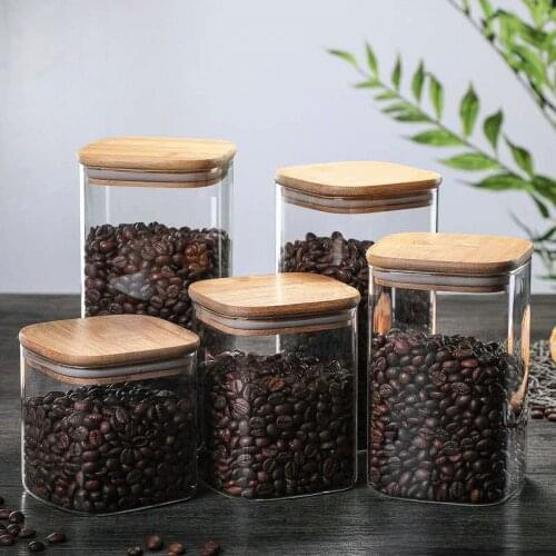 Kitchen Storage Jars with Wood Lid Coffee Cereal Tea Storage Can Container Box Snacks Organizer Tank Sugar Spices Candy Gift Tin