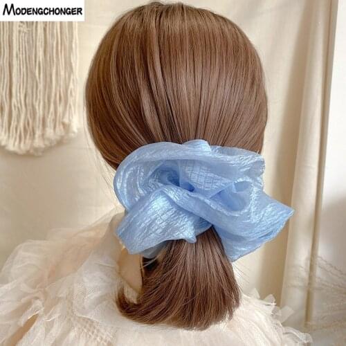 Summer Sweet Oversized Elastic Hair Ropes Super Fairy Hair Scrunchies Pearlescent Material Hair Ring For Female Hair Accessories