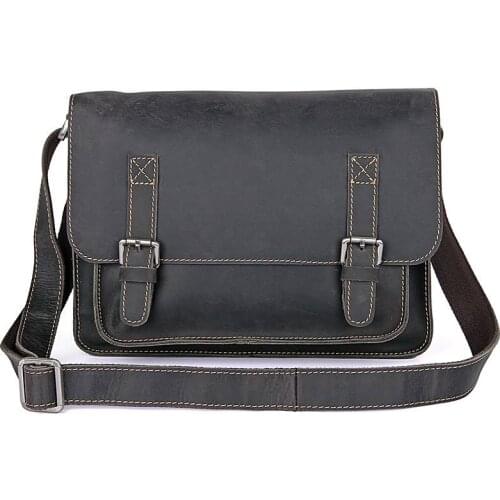 Men Messenger Bags Casual Black Cow Leather Business Travel Bags Male Leisure Shoulder Fashion Vintage Crossbody Bags