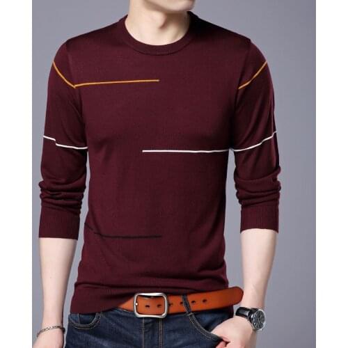 Mens Wool Sweater Long Sleeve Slim Fits Warm O-Neck Jumper Stylish Pullover Fashion Trend Autumn Winter