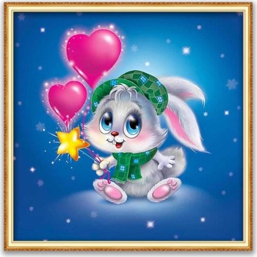 Animal Rabbit DIY 11CT Cross Stitch Embroidery Kits Needlework Craft Set Printed Canvas Cotton Thread Home Decoration On Sale