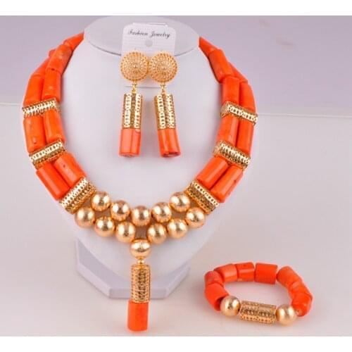 Nigeria coral beads jewelry set bridal jewelry sets african beads necklaces for women