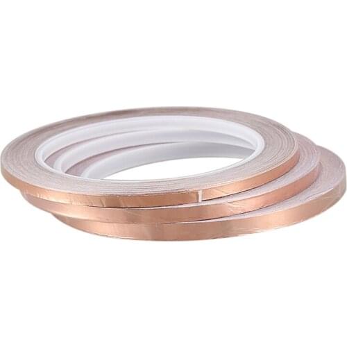 3Pcs 20 Meters Single Side Conductive Copper Foil Tape Strip Adhesive Emi Shielding Heat Resist Tape(4Mm/5Mm/6Mm)