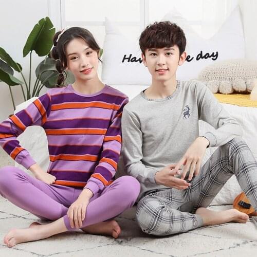 8-16 Years Teen age Underwear Set Long Johns 2021 Autumn Winter Cotton Boy Girl Sleepwear Kids Homewear Children Clothing Set