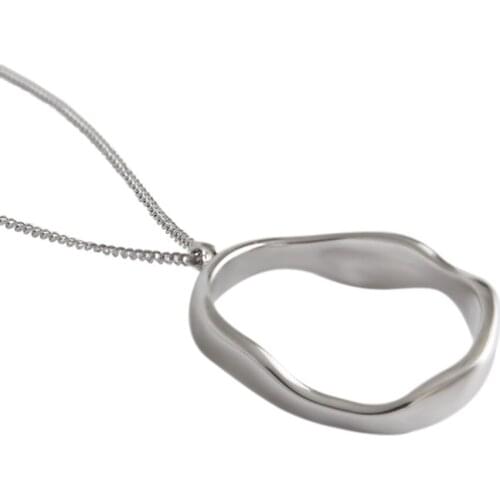 ZEMIOR S925 Sterling Silver Wave Pattern Geometric Ellipsed Necklaces For Women Fashion Jewelry Best Selling Christmas Day
