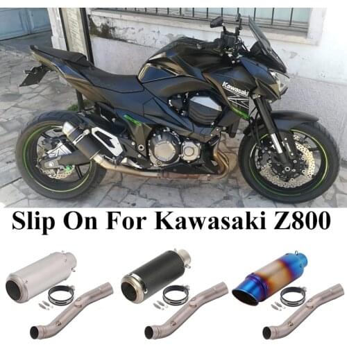 Slip On For Kawasaki Z800 2013 - 2016 2015 Motorcycle GP Exhaust Escape Modified Connect Middle Link Pipe Carbon Fiber Muffler