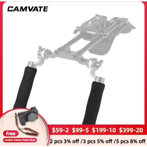 CAMVATE 2Pcs Camera handleGrip Ultra Light Sponge Covered Handgrip Replacement For DSLR Camera Shoulder Mount Rig Support System