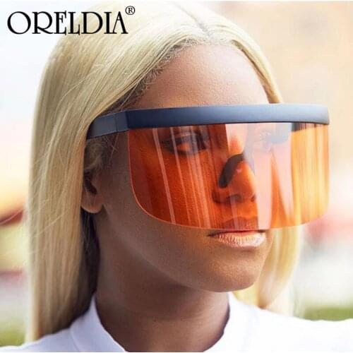 Oversized One-piece Goggle Sunglasses Men Women Brand Vintage Mirror Sunscreen Shades UV400 Hat Glasses Fashion Mask Sunglasses