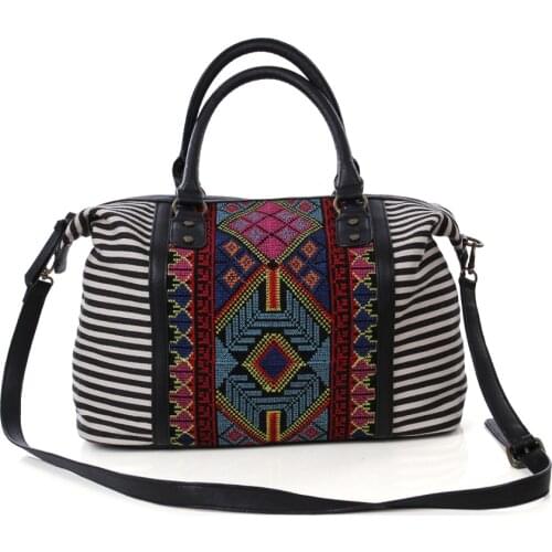 Women Canvas Bag Ladies Portable Handbags Shoulder Bag For Female Messenger Bag Shopping Tote Embroidered Knitted Sac