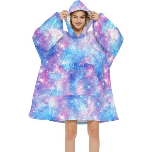 Winter Blanket Sweatshirts Oversized Hoodies Giant For Women Hoody Plaid With Sleeve Print Warm Hooded Blanket Adult