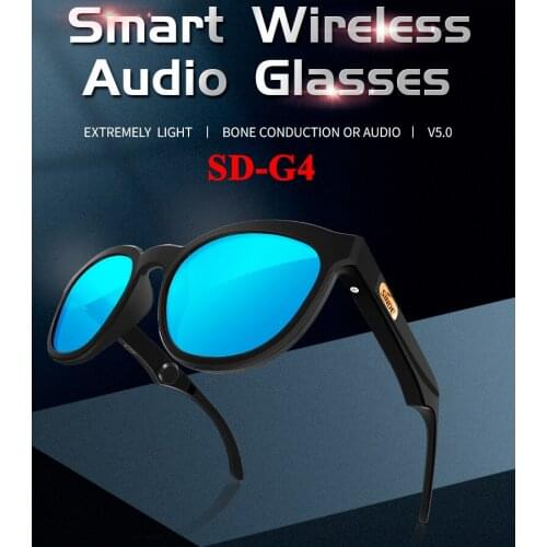 SD-G4 Bone Conduction Bluetooth Smart Wireless Audio Glasses Stereo Headset Phone Call Sunglasses Auto Turn on/off VS SD-G3 G1