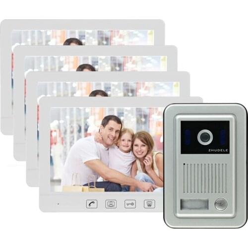 ZHUDELE Large 10.1" Wired Video Door Phone System Visual Intercom Doorbell with 1*1024x600 Monitor + 1*700TVL Outdoor CCD Camera