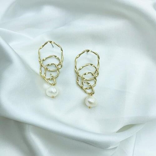 JOUVAL Vinatge Drop Earrings For Women Girl Fashion Simulation Pearl Round Circle Dangle Brincos Female Party Korean Jewelry