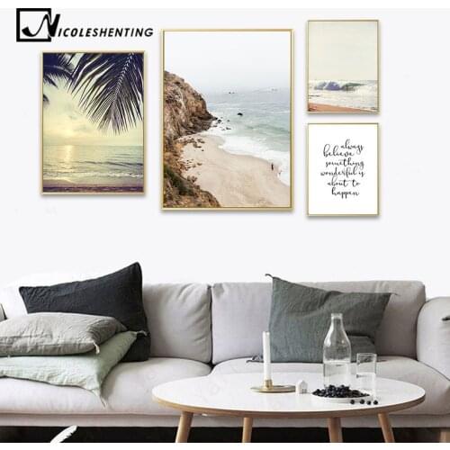 Sunset Beach Canvas Poster Nordic Decoration Sea Landscape Wall Art Print Painting Decorative Picture Scandinavian Home Decor