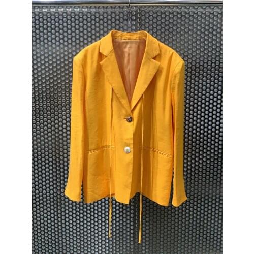 Women 2021 high-quality new fashion long-sleeved lapel solid color pumping wide loose suit jacket 0317