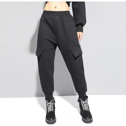 Winter cargo pants women streetwear women pants velvet Thick harem pants women loose high waist warm pants woman pants for women