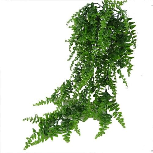 1 Bunch Plastic Artificial Leaves Rattan Fake Plant Garden Indoor Wall Hanging Decoration