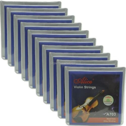 10Sets Alice Violin Strings Steel Core Nickel Silver Wound 4/4-1/8 A703
